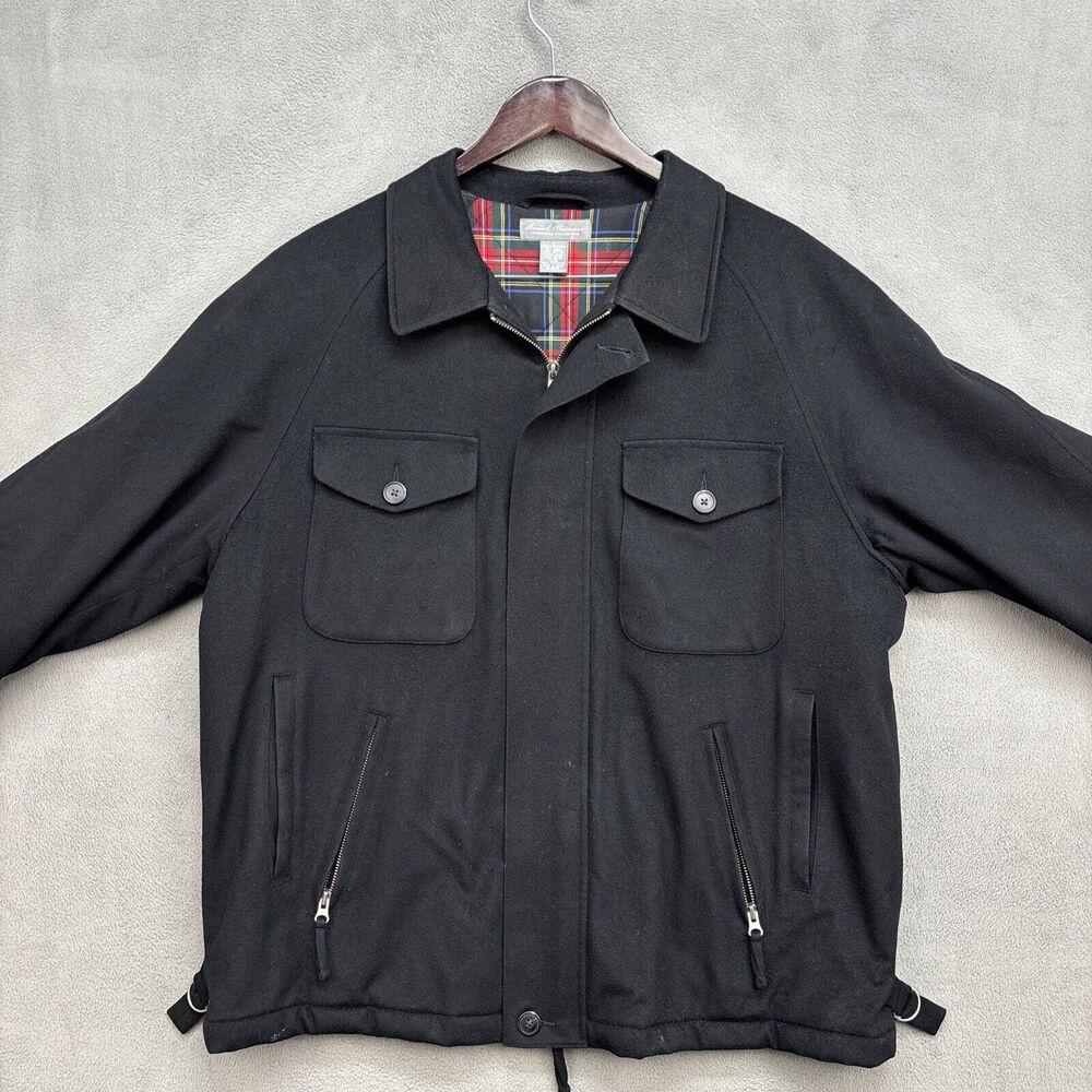 Daniel Cremieux Wool Coat Mens L Black Signature Collection Flannel Lined - Picture 2 of 12